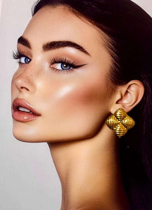 "Aarina Nova 18K Gold Plated Vintage Dome Earrings – Anti-Tarnish & Waterproof "