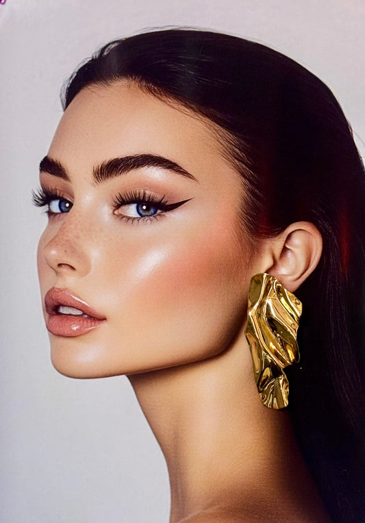 Aarina Luxe Wave Statement Earrings – 18K Gold Plated, Anti-Tarnish & Waterproof