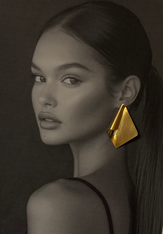 Aarina Geometric Luxe 18K Gold Plated Statement Earrings