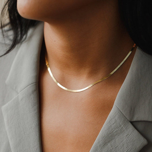 ChainAarina Jewellery 18k Gold Plated 2.5mm Herringbone Chain Necklace