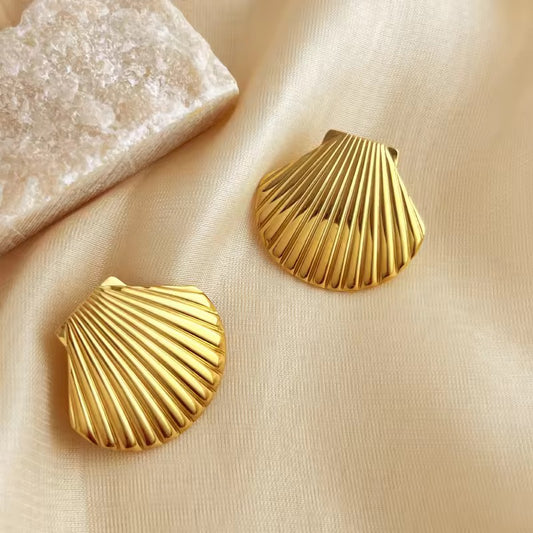 "Aarina Shell charm 18K Gold Plated Statement Earrings – Anti-Tarnish & Waterproof "