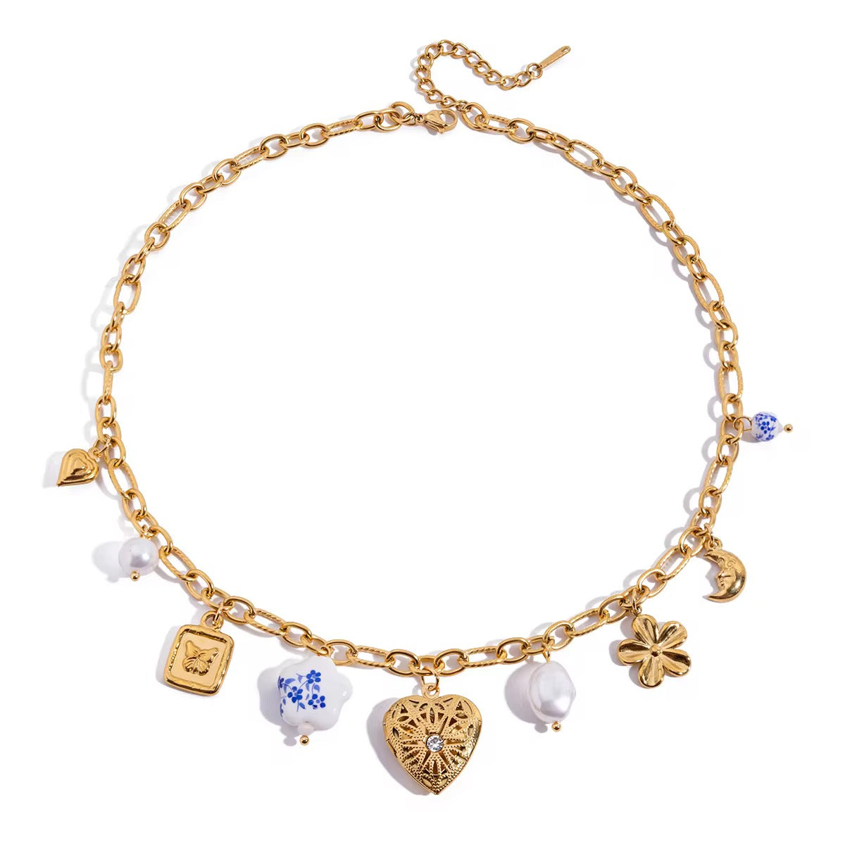 Eternal Charms Locket Necklace Set – 18K Gold Plated