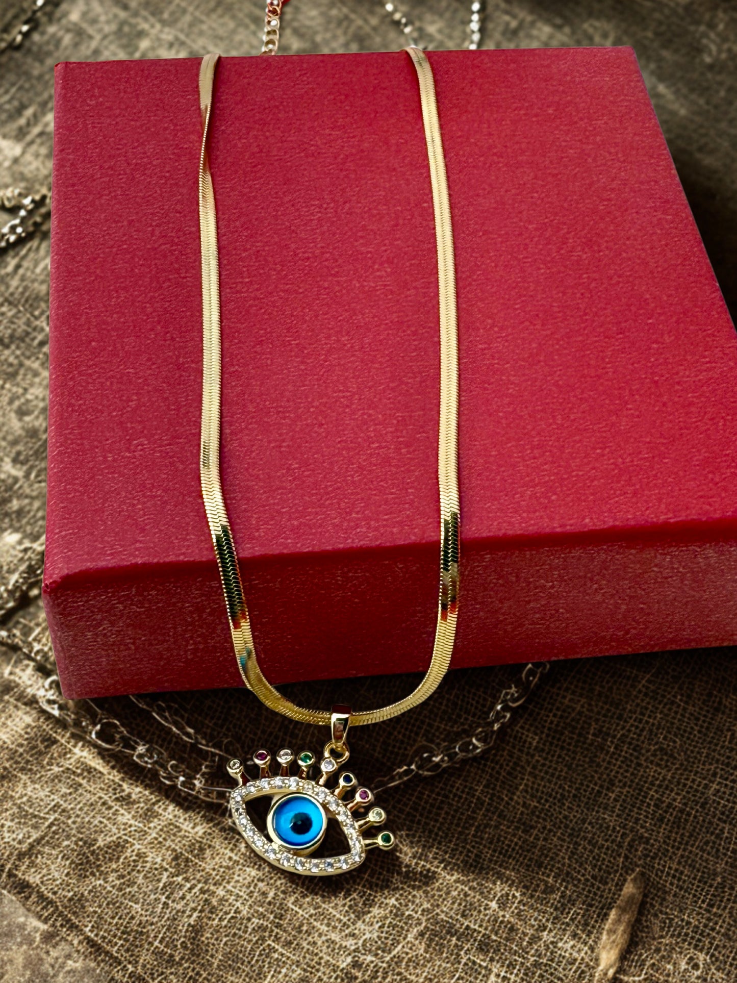 Evil Eye 18K Gold Plated Pendant Necklace – Waterproof & Anti-Tarnish | Aarina Jewellery