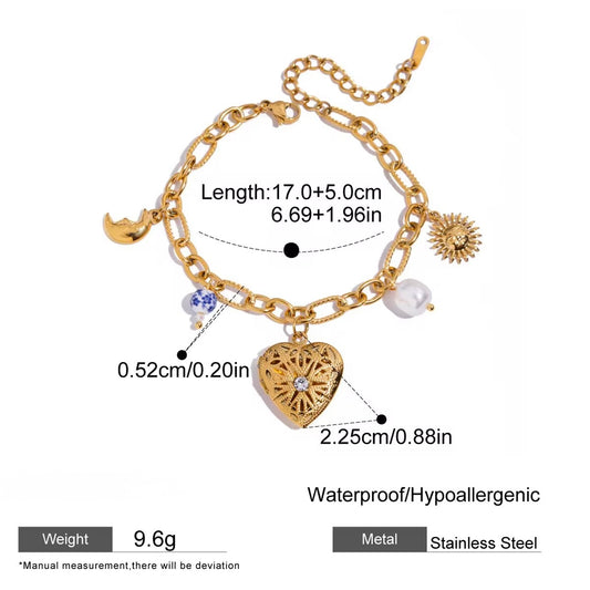 Aarina Charm Locket Bracelet Duo – Memories in Gold
