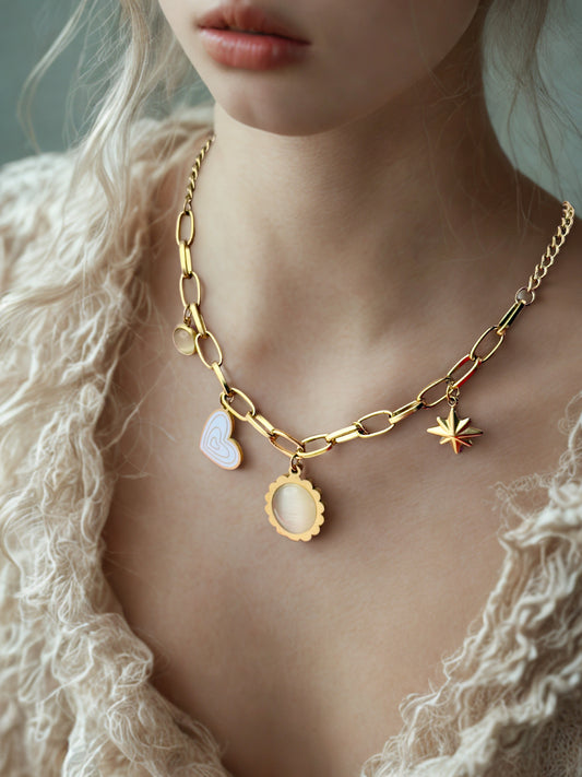 Celestial Charms 18K Gold Plated Pendant Necklace – Waterproof & Anti-Tarnish | Aarina Jewellery