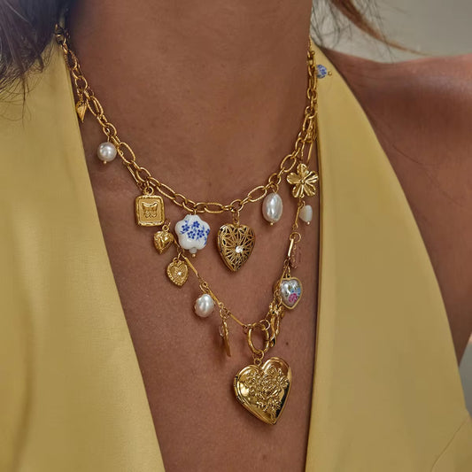 Eternal Charms Locket Necklace Set – 18K Gold Plated