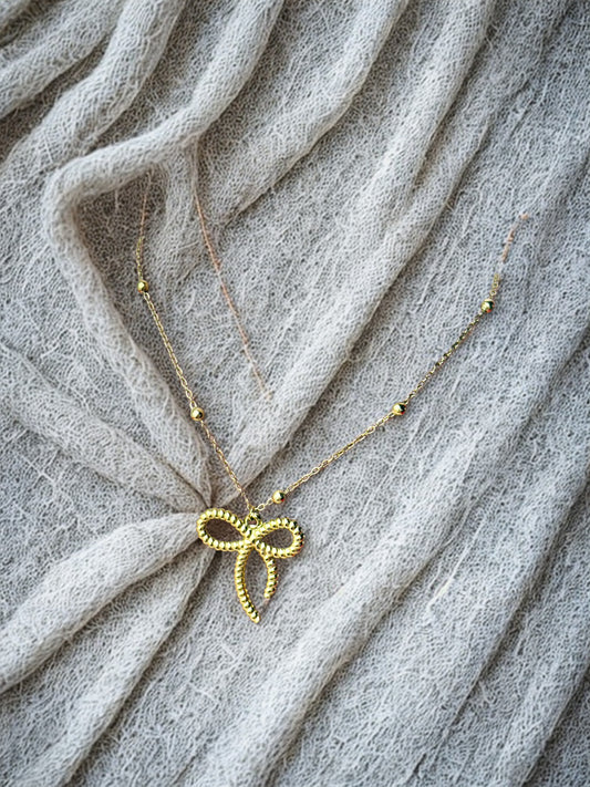 Aarina Jewellery 18K Gold Plated Bow Pendant Necklace – Waterproof & Anti-Tarnish