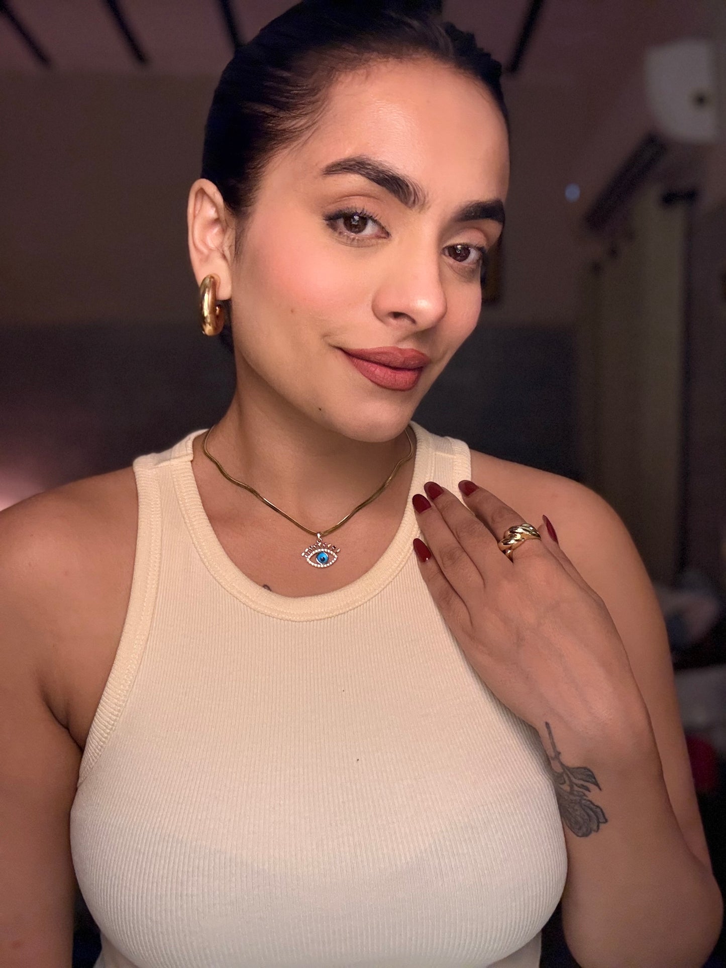 Evil Eye 18K Gold Plated Pendant Necklace – Waterproof & Anti-Tarnish | Aarina Jewellery