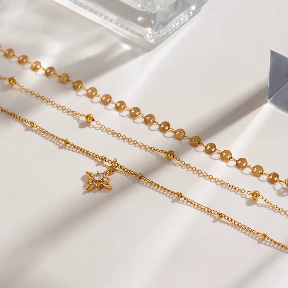 Golden Trinity Layered Necklace – 3-in-1 Waterproof Chains