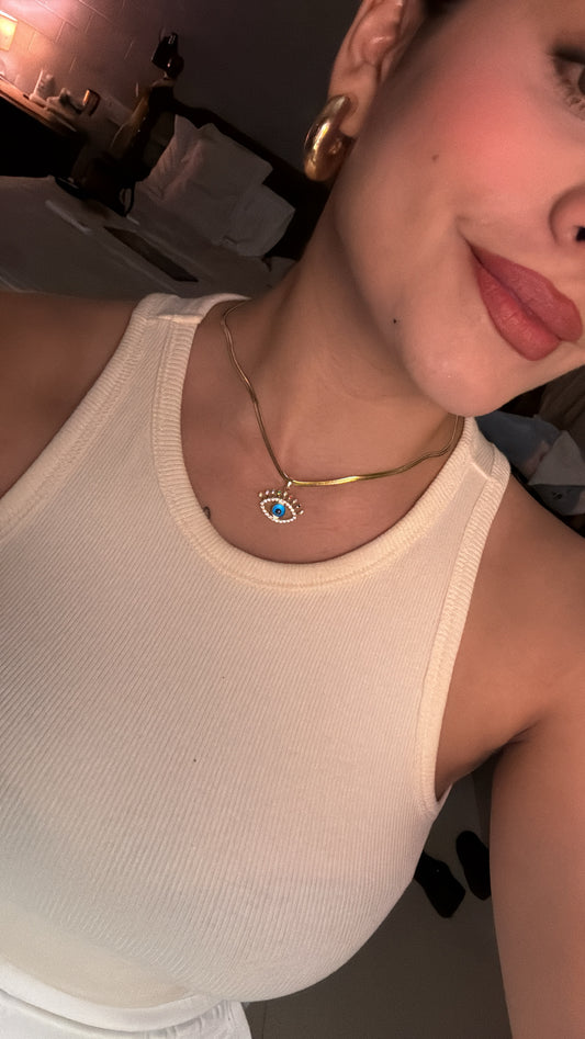 Evil Eye 18K Gold Plated Pendant Necklace – Waterproof & Anti-Tarnish | Aarina Jewellery