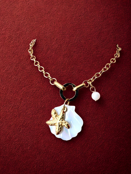 "Aarina Jewellery 18k Gold Plated Ocean Charm Bracelet – Anti-Tarnish & Waterproof "