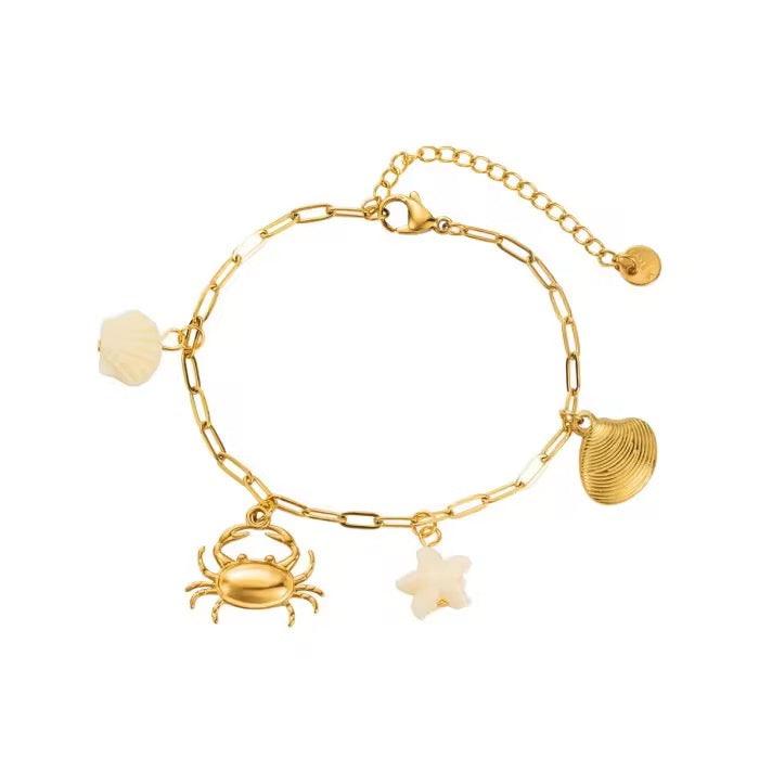 "Aarina Jewellery 18k Gold Plated Coastal Charm Bracelet – Anti-Tarnish & Waterproof "