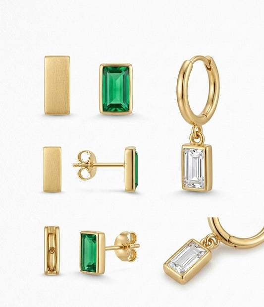 Modern Geometric Emerald Set (Set of 3)