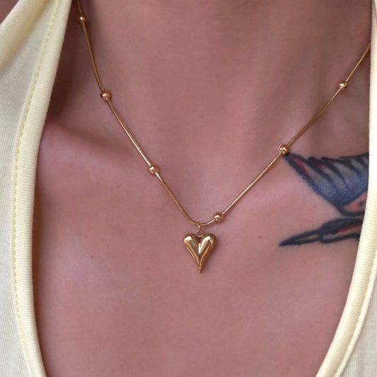 "Golden Embrace 18K Gold Plated Heart Pendant Necklace – Waterproof & Anti-Tarnish | Aarina Jewellery