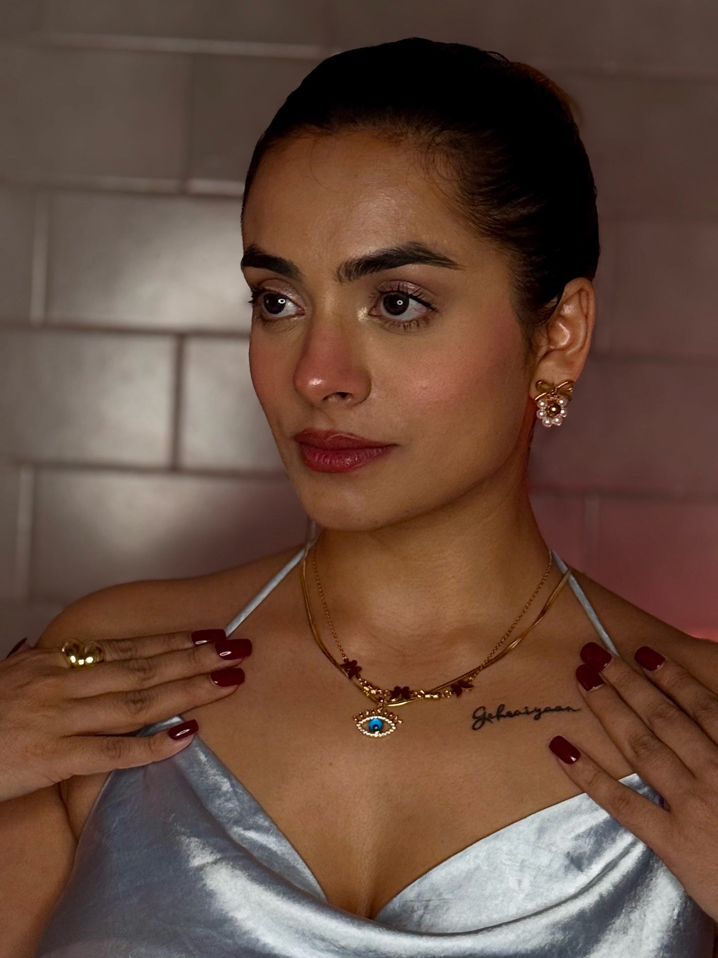 Evil Eye 18K Gold Plated Pendant Necklace – Waterproof & Anti-Tarnish | Aarina Jewellery