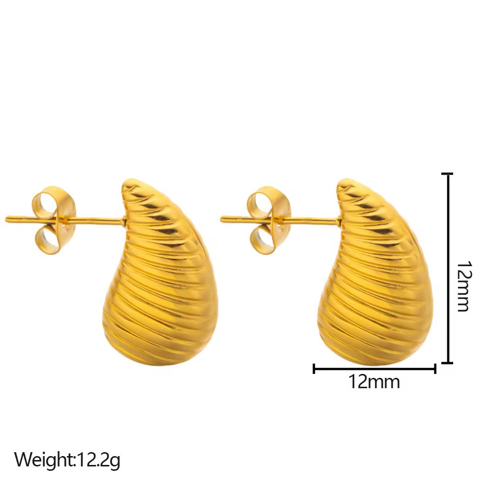 Aarina Golden Shell Stud Earrings – 18K Gold Plated, Anti-Tarnish & Waterproof