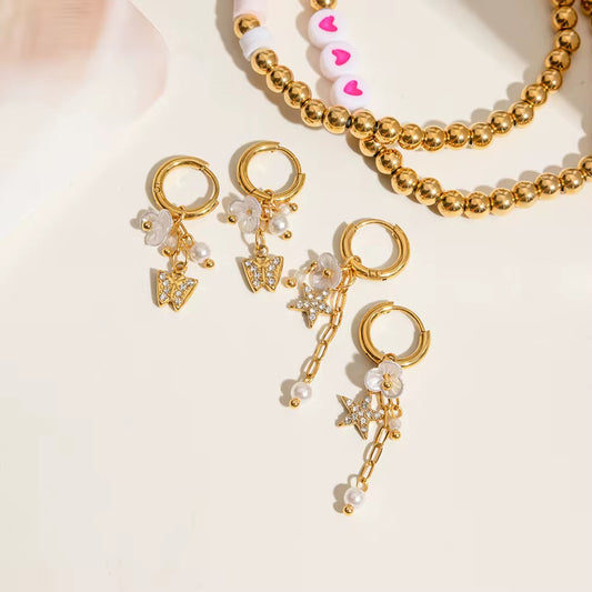 Starglow Blossom Pearl Drop Earrings