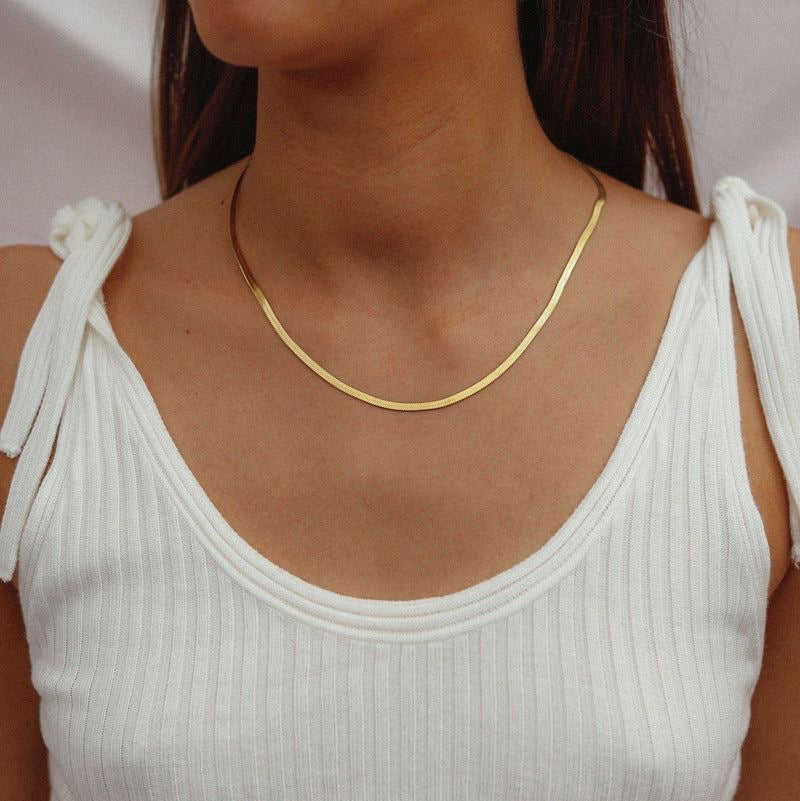 ChainAarina Jewellery 18k Gold Plated 2.5mm Herringbone Chain Necklace