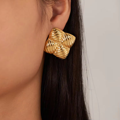 "Aarina Nova 18K Gold Plated Vintage Dome Earrings – Anti-Tarnish & Waterproof "