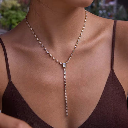 Radiant Baguette Lariat Necklace
