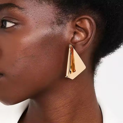 Aarina Geometric Luxe 18K Gold Plated Statement Earrings