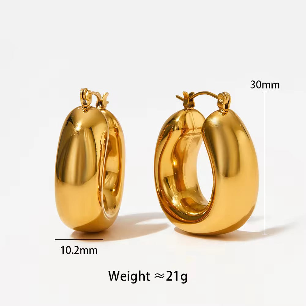 " Aarina Classic Bold Hoop Earrings – 18K Gold Plated, Anti-Tarnish & Waterproof
"