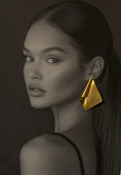 Aarina Geometric Luxe 18K Gold Plated Statement Earrings