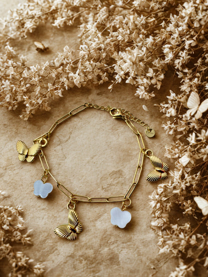 "Aarina Jewellery 18k Gold Plated Butterfly Charm Bracelet – Anti-Tarnish & Waterproof "