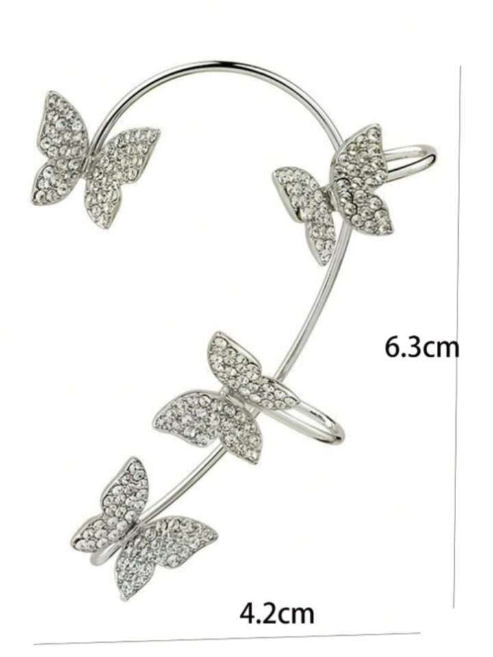 Silver Butterfly Ear Cuffs Pair