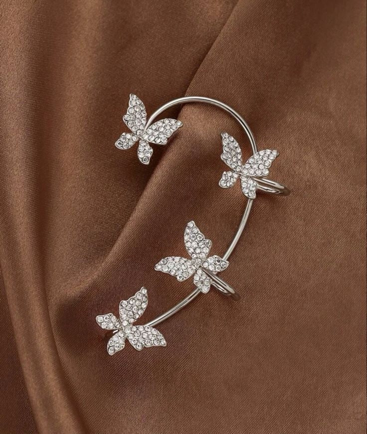 Silver Butterfly Ear Cuffs Pair