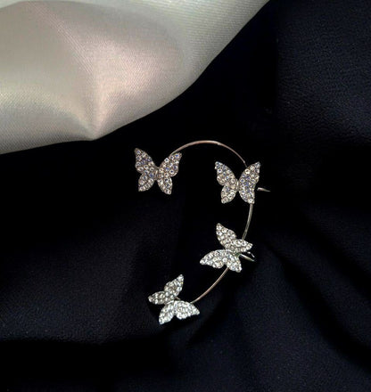 Silver Butterfly Ear Cuffs Pair