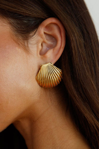 "Aarina Shell charm 18K Gold Plated Statement Earrings – Anti-Tarnish & Waterproof  "