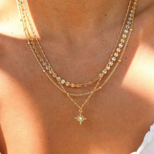 Golden Trinity Layered Necklace – 3-in-1 Waterproof Chains
