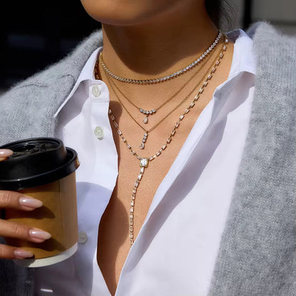 Radiant Baguette Lariat Necklace