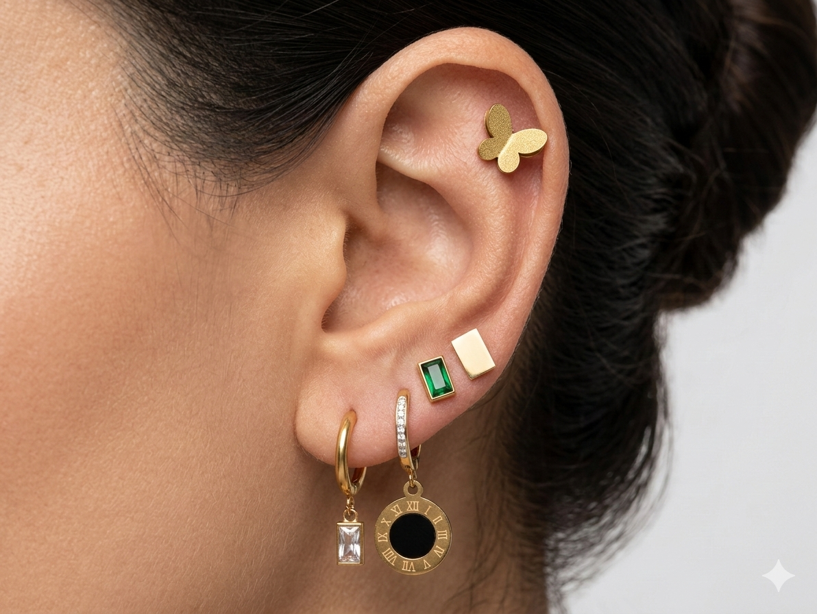 Modern Geometric Emerald Set (Set of 3)