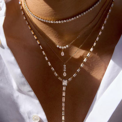 Radiant Baguette Lariat Necklace