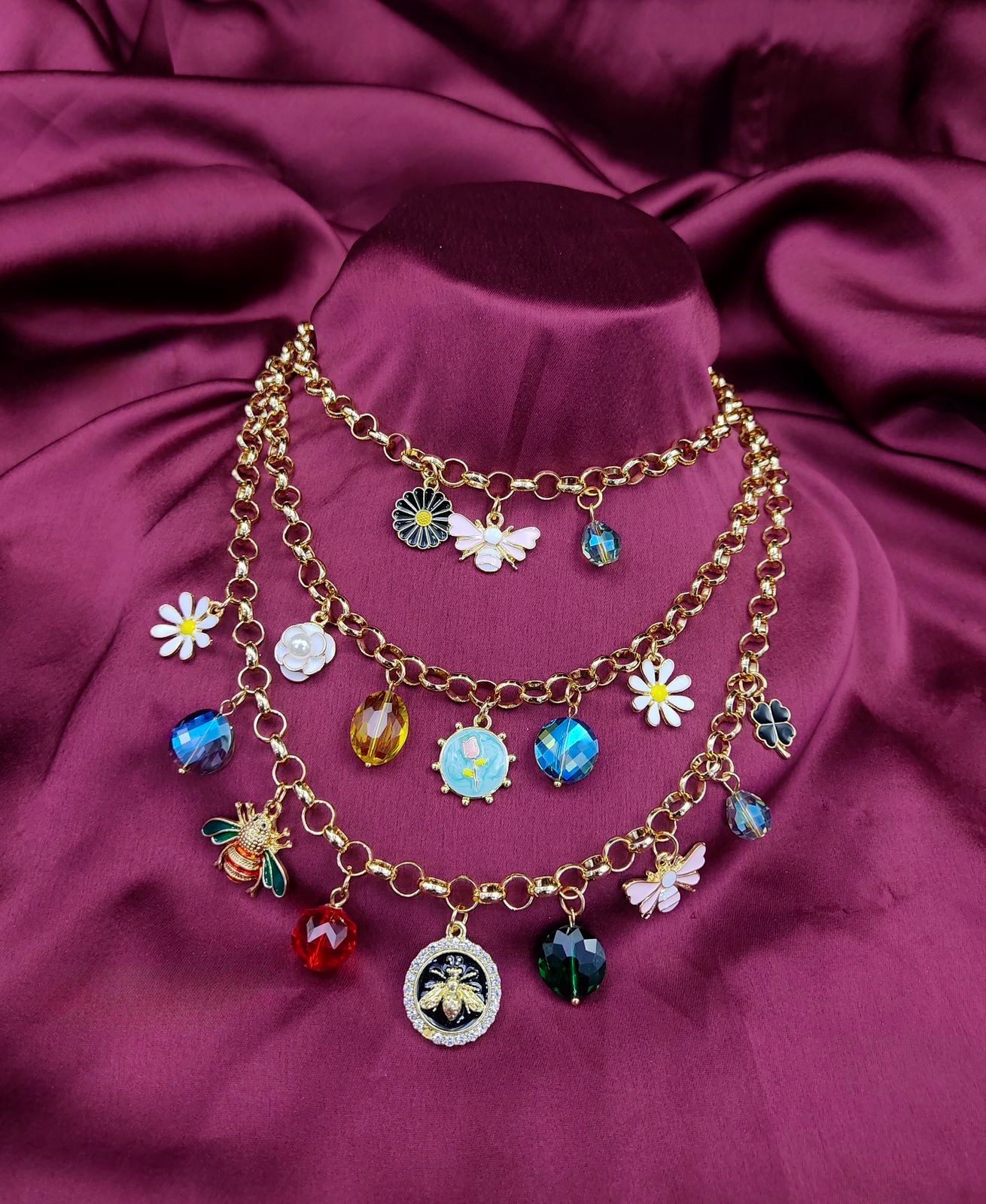 Garden Muse Triple Layer Charm Necklace