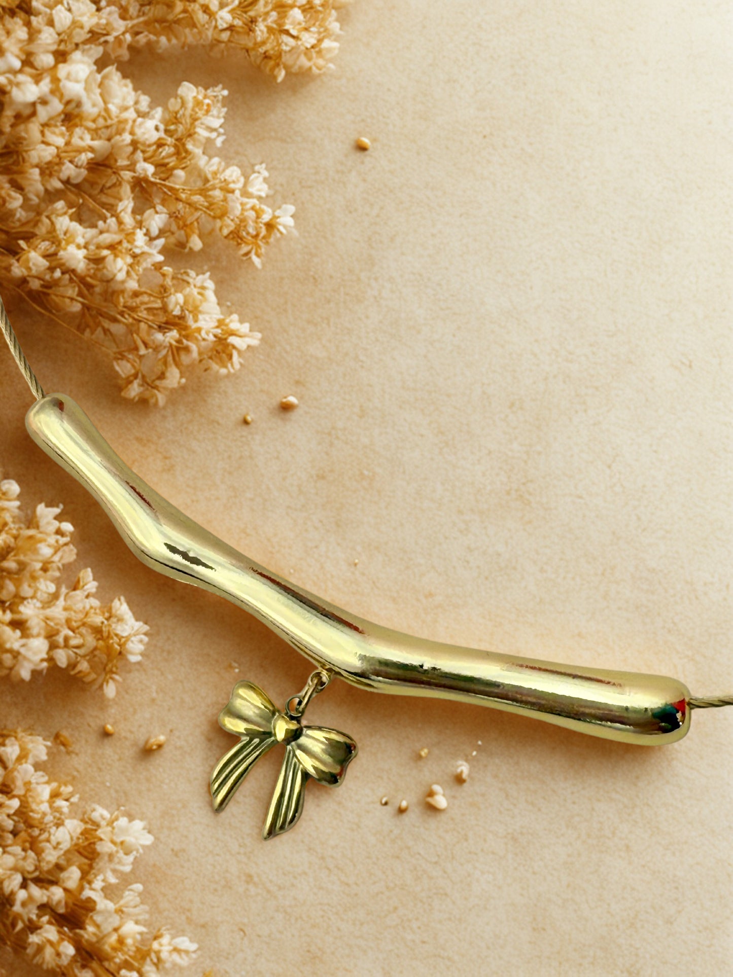 Golden Twig & BOW 18K Gold Plated Pendant Necklace – Waterproof & Anti-Tarnish | Aarina Jewellery