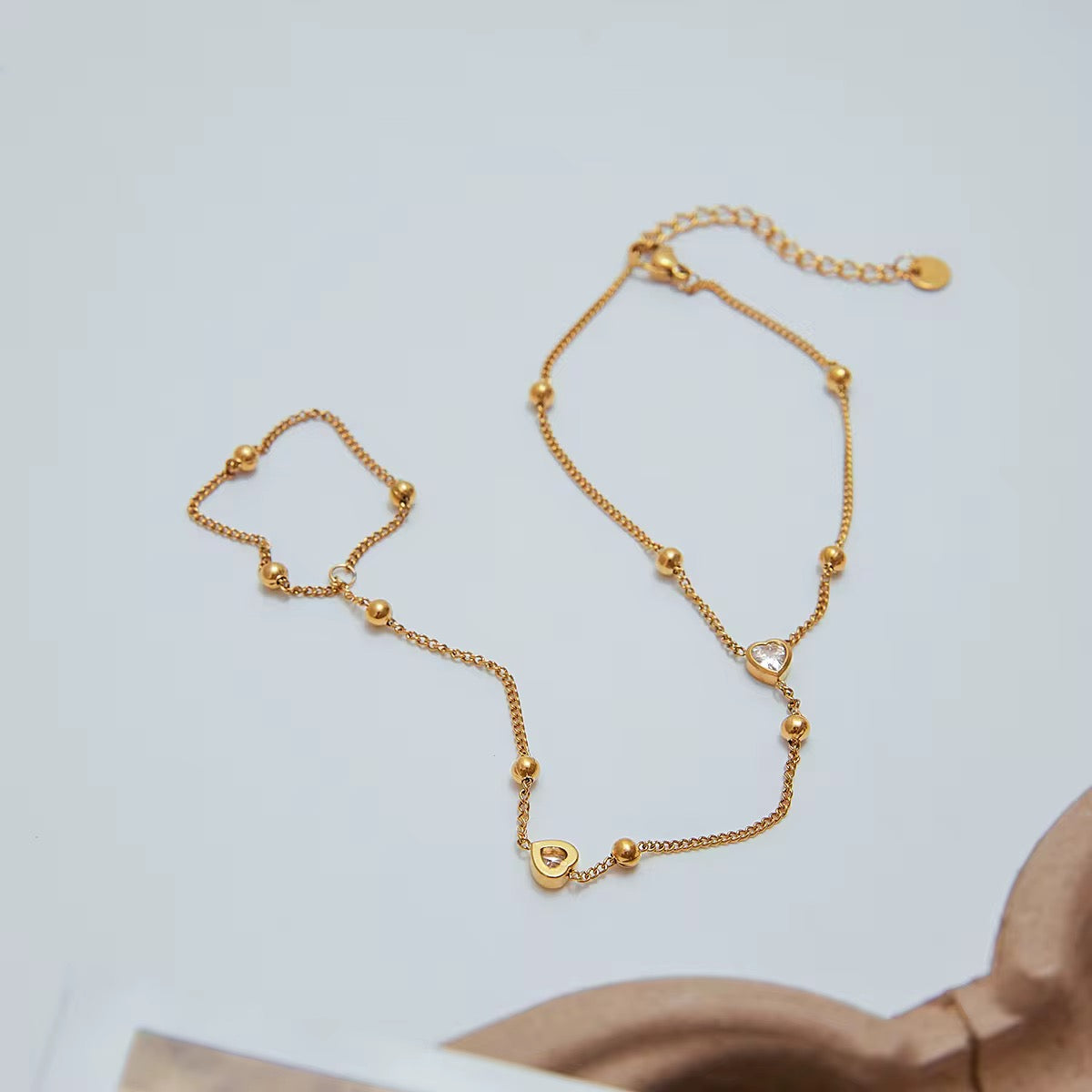 Aarina Heart Charm Hand Harness Bracelet
