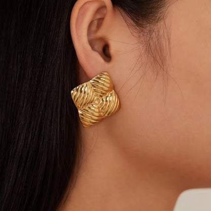 "Aarina Nova 18K Gold Plated Vintage Dome Earrings – Anti-Tarnish & Waterproof "