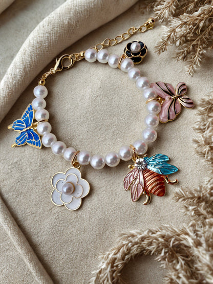 "Aarina Jewellery 18k Gold Plated Enchanted Garden Pearl Charm Bracelet – Anti-Tarnish & Waterproof "