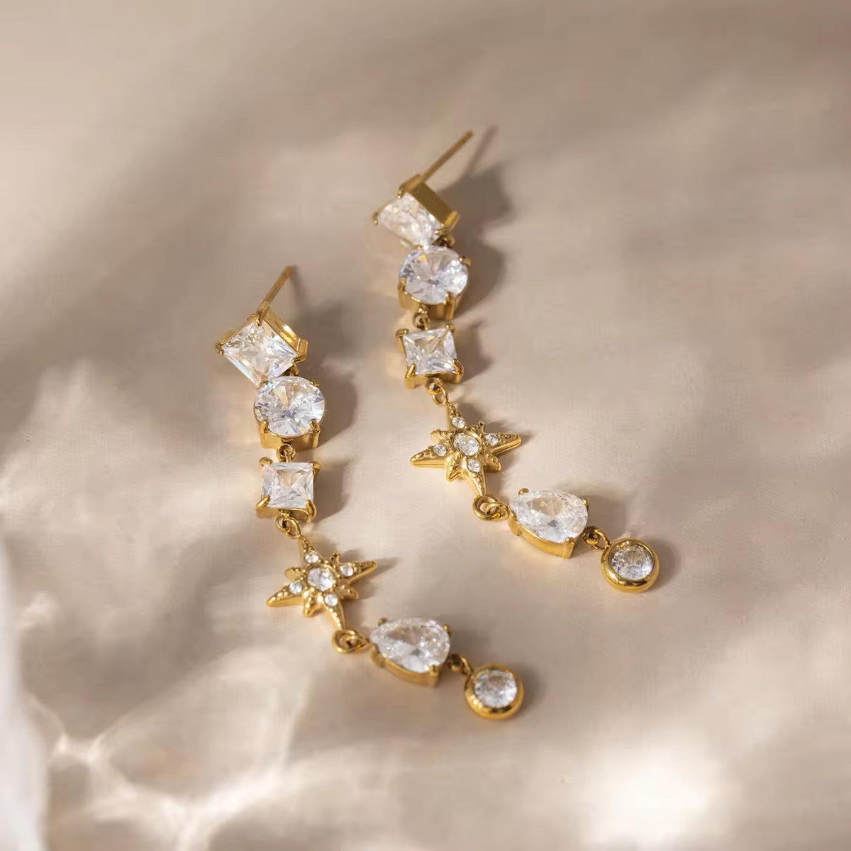 Celestial Mixed-Charm Drop Earrings