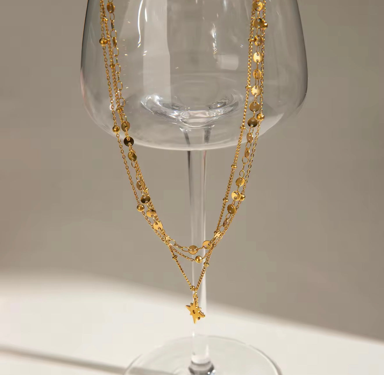 Golden Trinity Layered Necklace – 3-in-1 Waterproof Chains