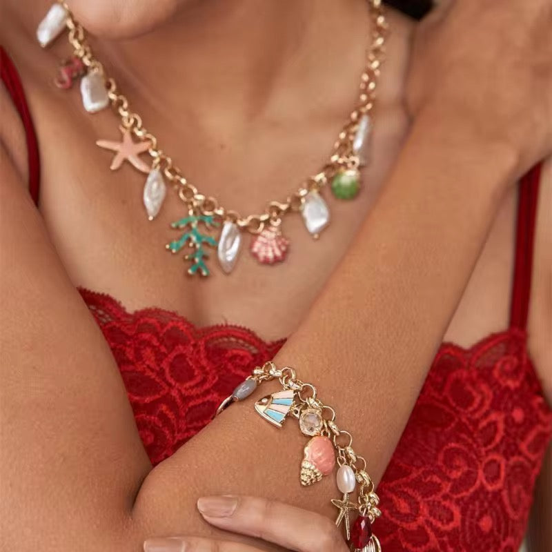 "Aarina Jewellery 18k Gold Plated Sea Treasure Charm Bracelet – Anti-Tarnish & Waterproof "