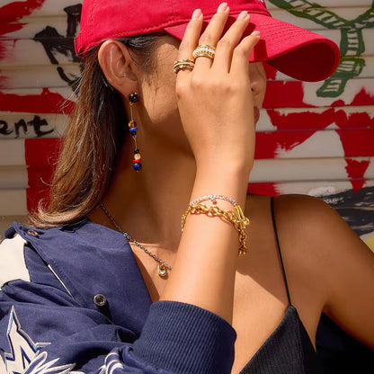 Mixed-Metal Charm Statement Bracelet
