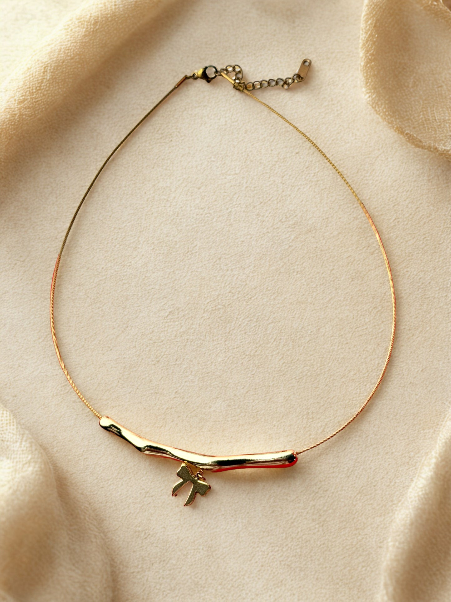 Golden Twig & BOW 18K Gold Plated Pendant Necklace – Waterproof & Anti-Tarnish | Aarina Jewellery