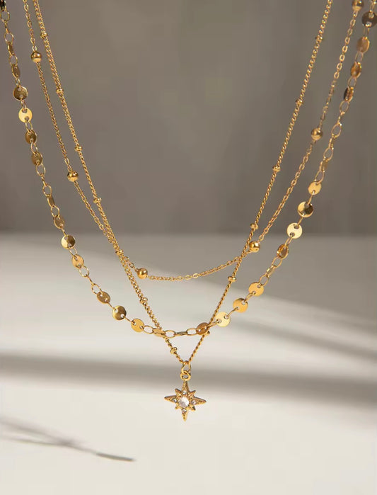 Golden Trinity Layered Necklace – 3-in-1 Waterproof Chains