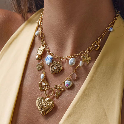 Eternal Charms Locket Necklace Set – 18K Gold Plated