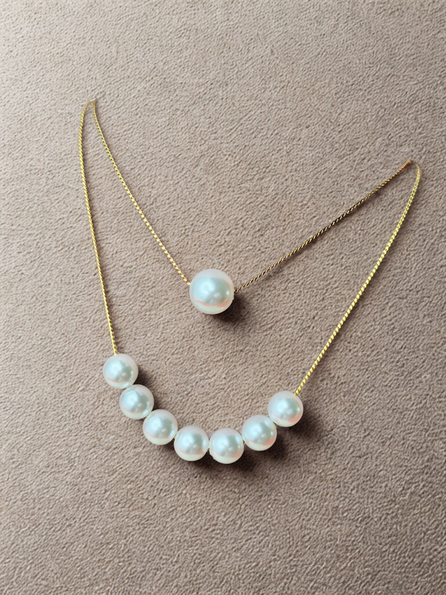 Aarina Jewellery 18K Gold Plated Pearl Pendant Necklace Set – Waterproof & Anti-Tarnish