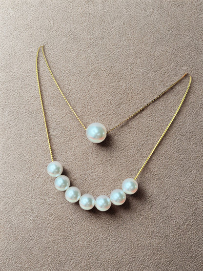 Aarina Jewellery 18K Gold Plated Pearl Pendant Necklace Set – Waterproof & Anti-Tarnish